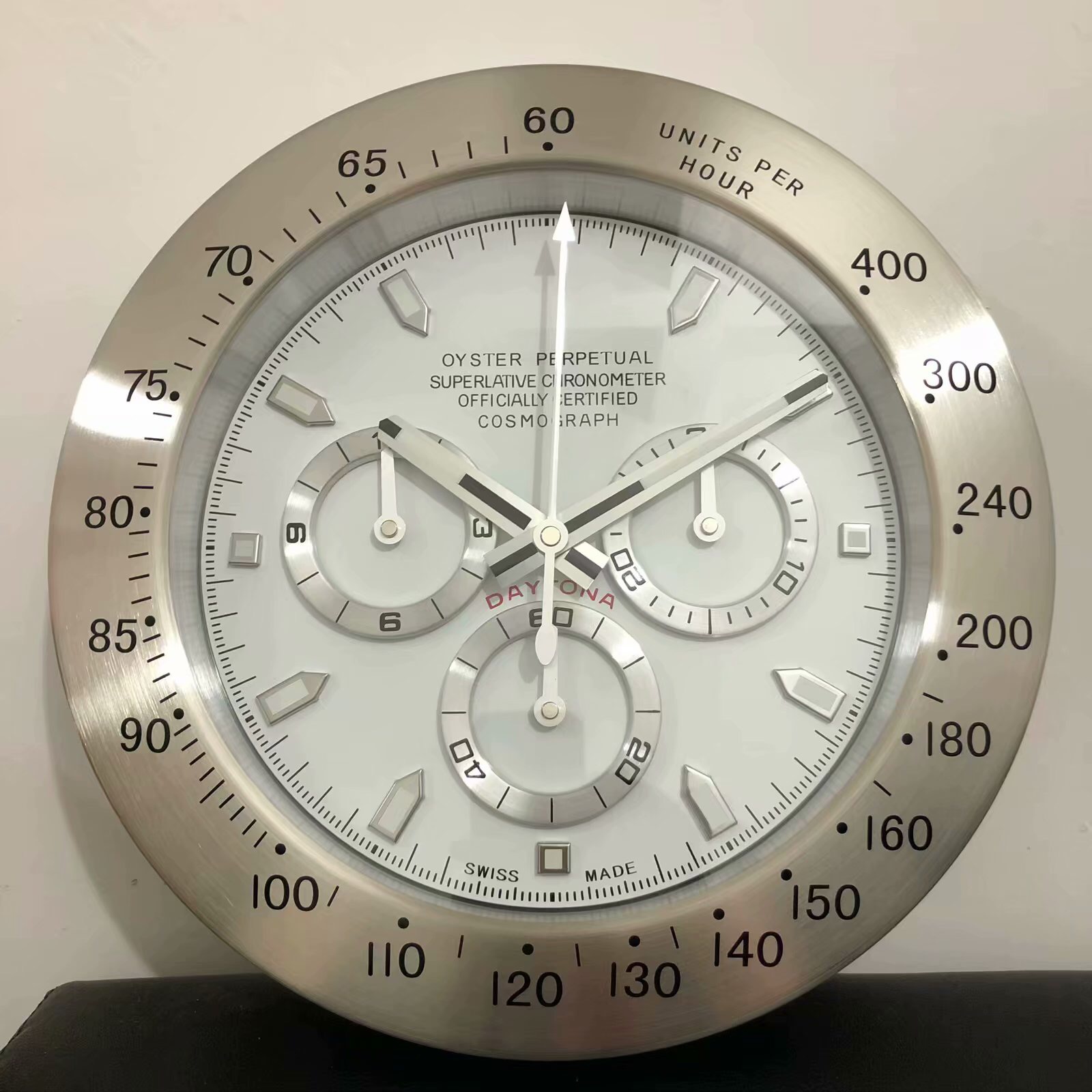 Stainless Steel and White Face Wall Clock for Classroom